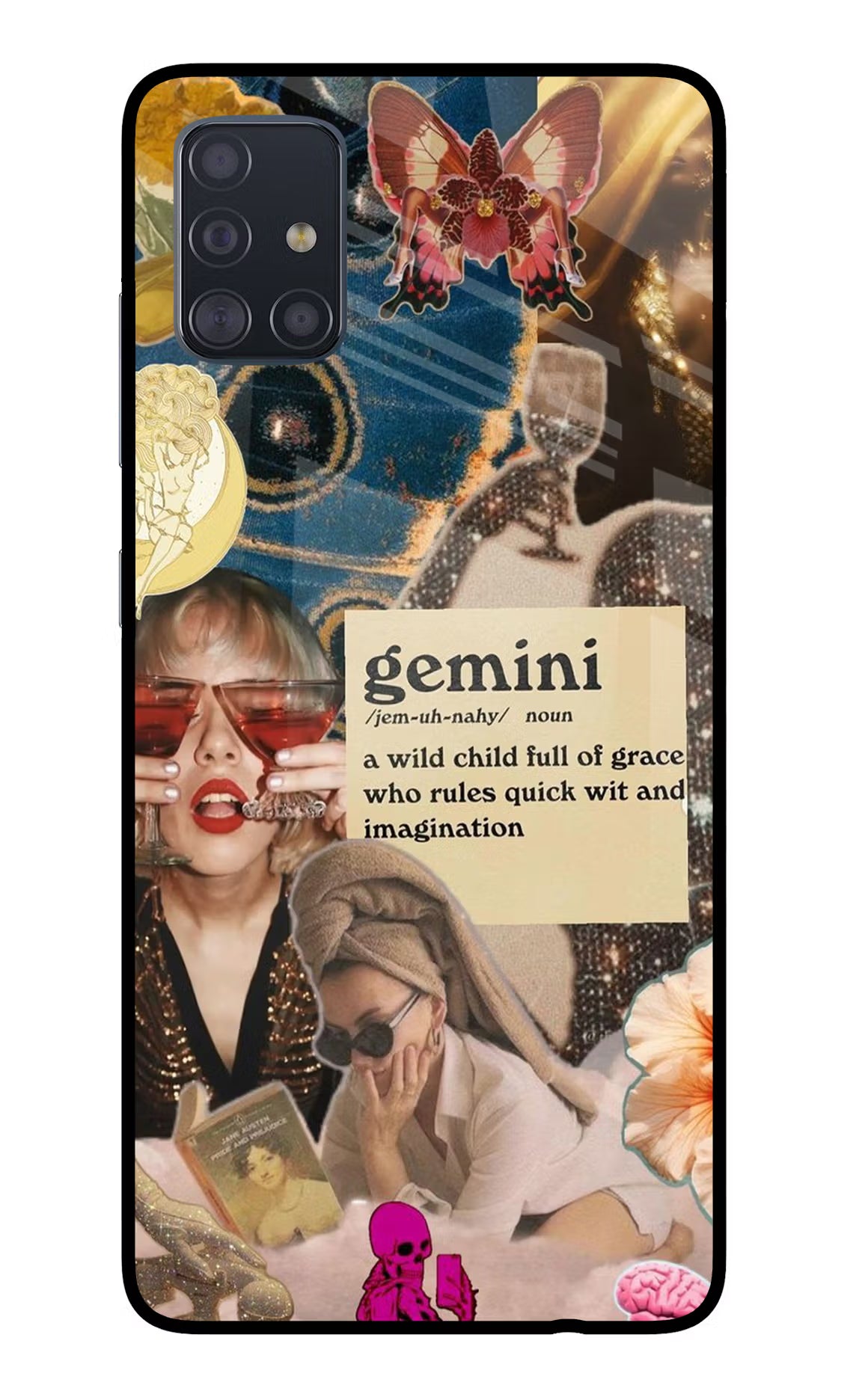 Gemini Zodiac Samsung A51 Glass Case Back Cover by Casekaro