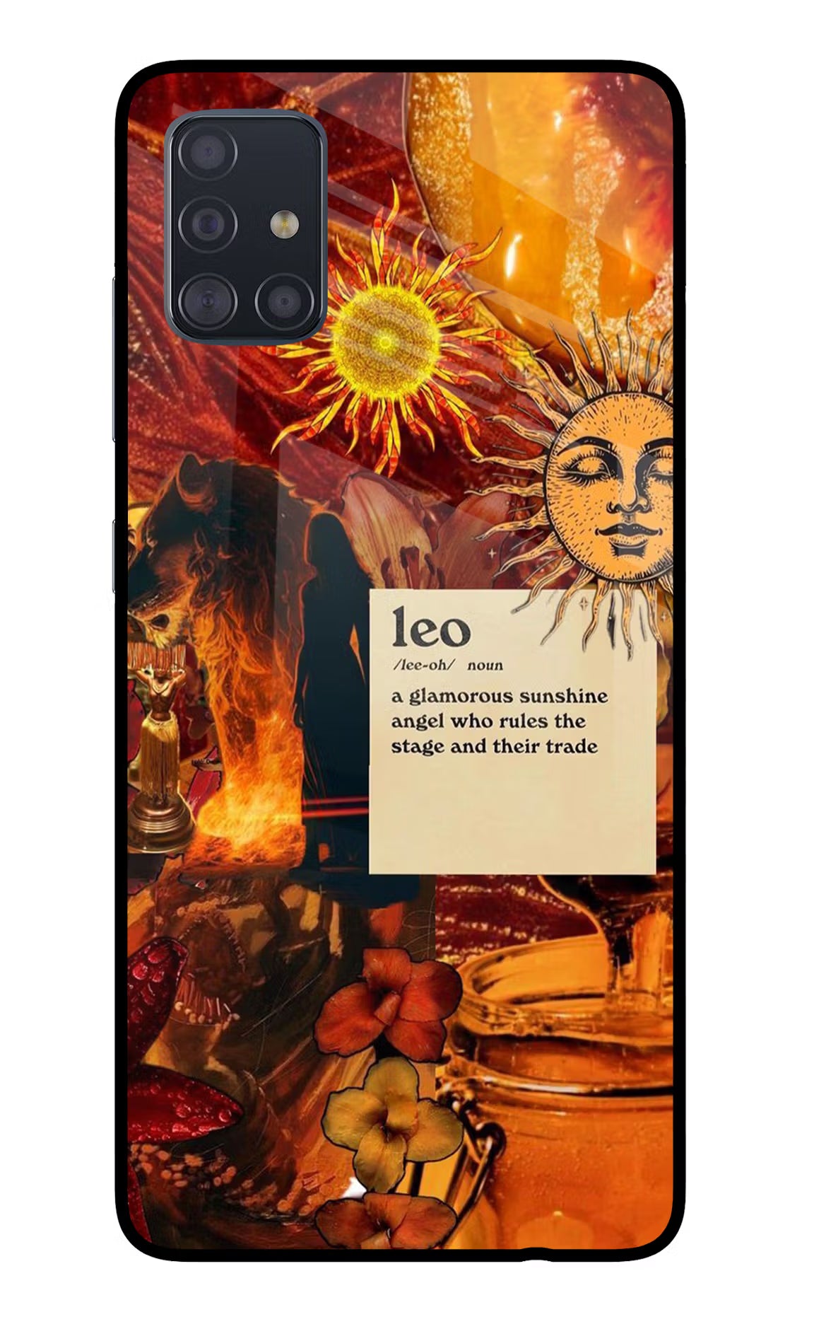 Leo Zodiac Samsung A51 Glass Case Back Cover by Casekaro
