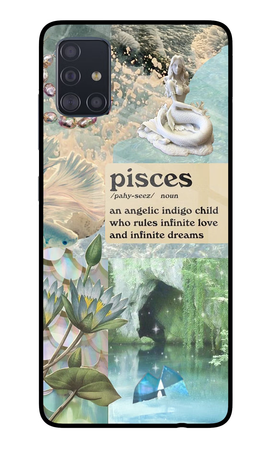 Pisces Zodiac Samsung A51 Glass Case Back Cover by Casekaro