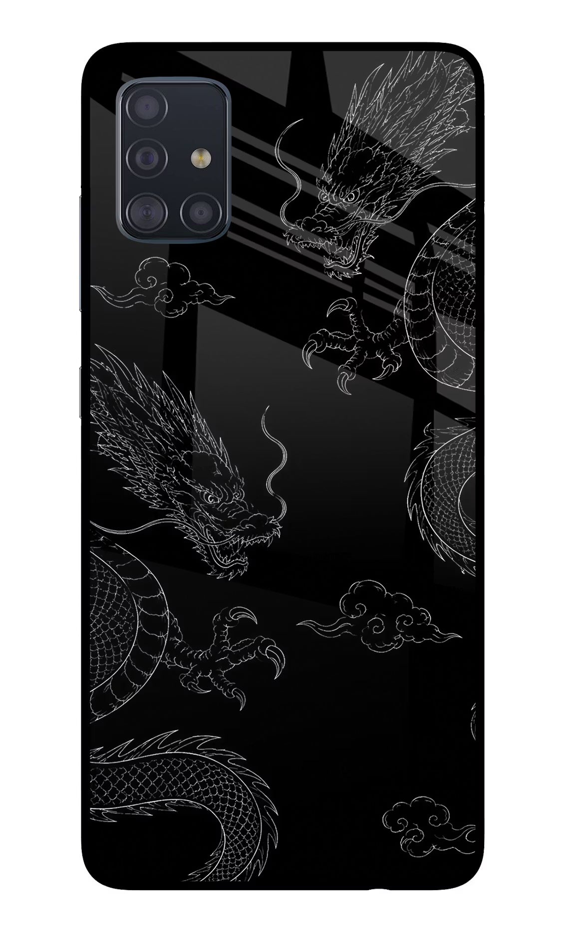 Twin Dragons Samsung A51 Glass Case Back Cover by Casekaro