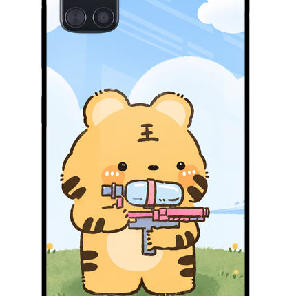 Tiger Treat Samsung A51 Glass Case Back Cover by Casekaro