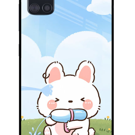 Bunny Treat Samsung A51 Glass Case Back Cover by Casekaro