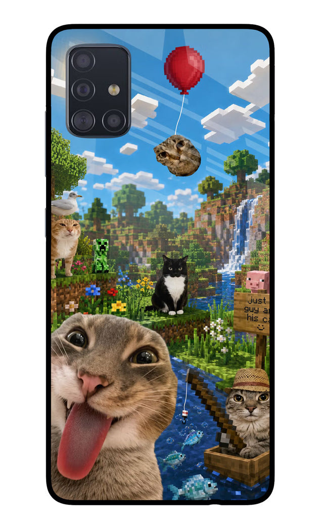 Minecraft Cat Chaos Samsung A51 Glass Case