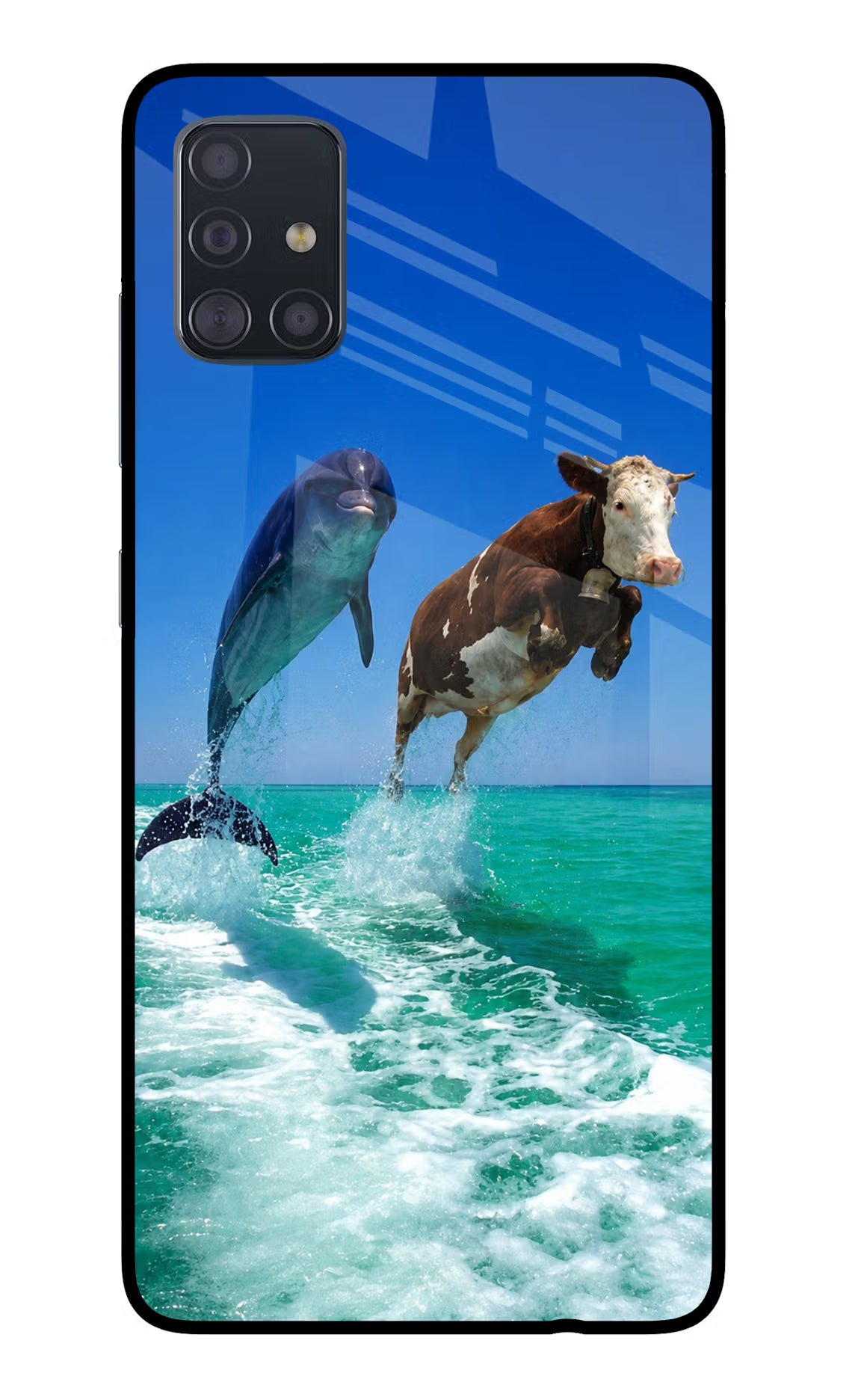 Dolphin vs Cow Samsung A51 Glass Case