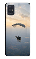 Skydiving Cow Samsung A51 Glass Case