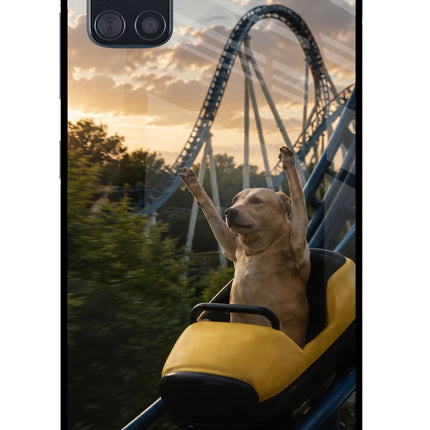 Rollercoaster Dog Samsung A51 Glass Case