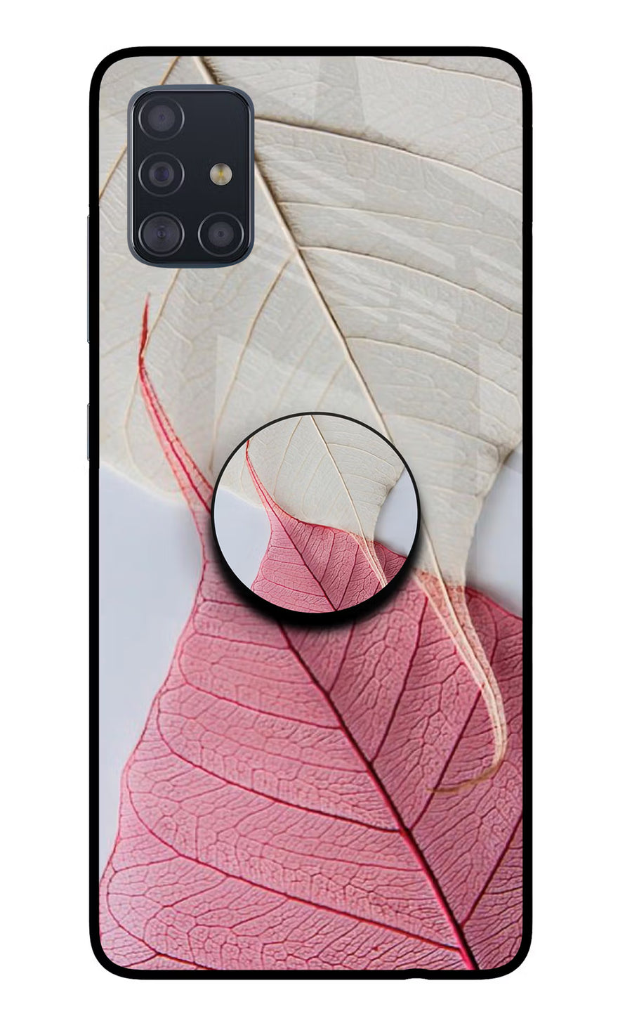 White Pink Leaf Samsung A51 Pop Case, Glass case