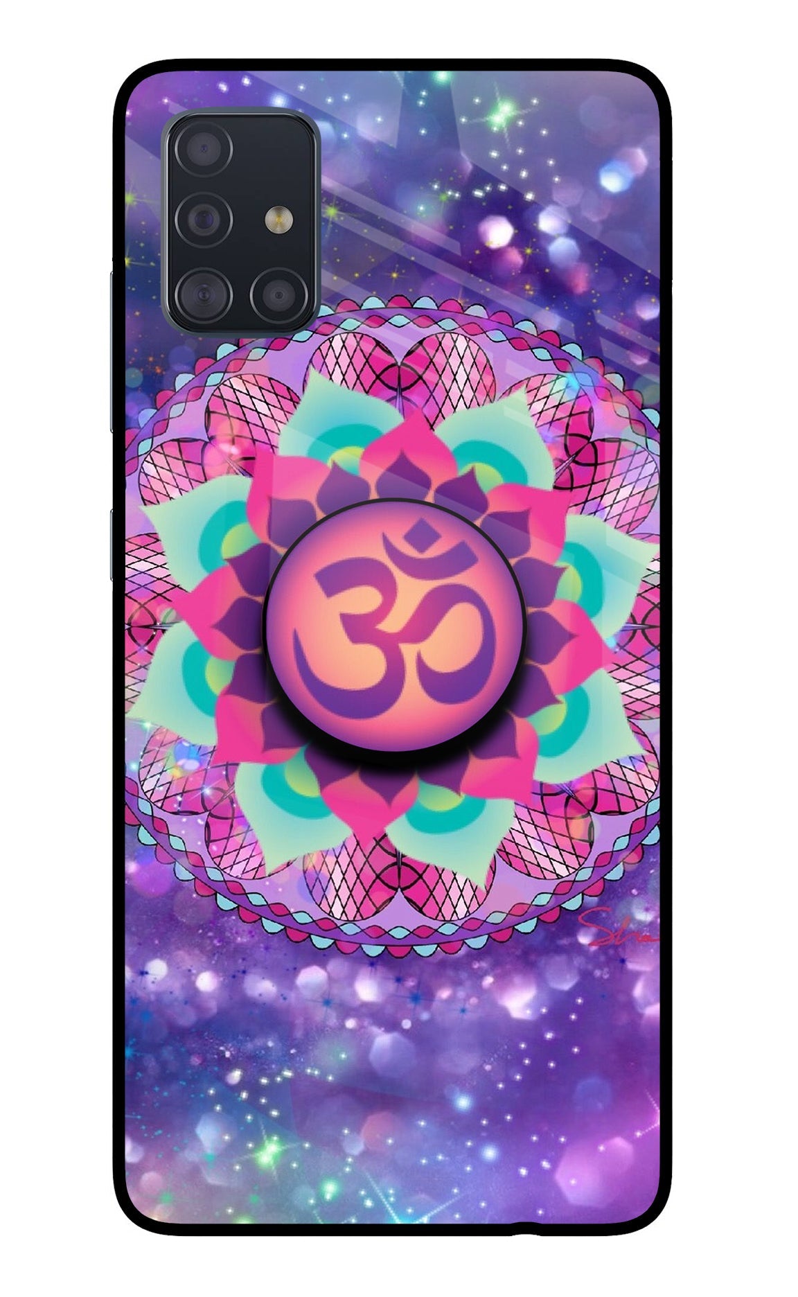 Om Purple Samsung A51 Glass Case