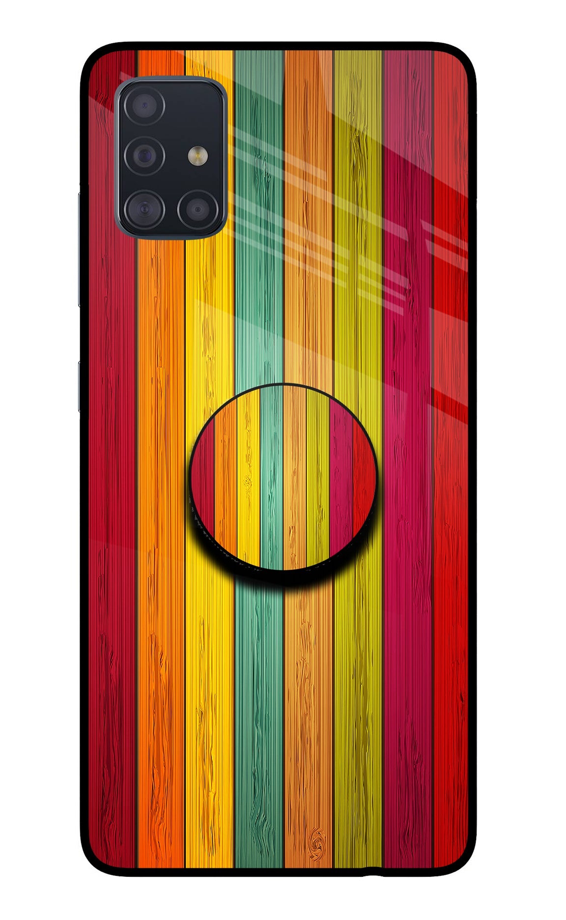 Multicolor Wooden Samsung A51 Glass Case