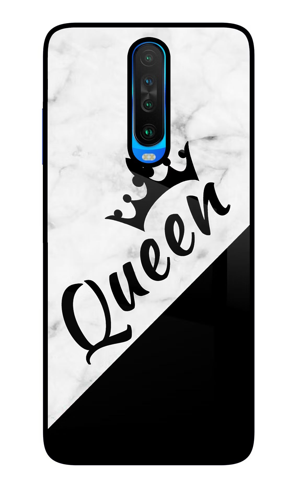 Queen Poco X2 Glass Case Back Cover by Casekaro