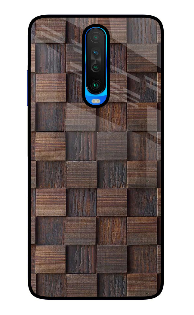 Wooden Cube Design Poco X2 Glass Case Back Cover by Casekaro