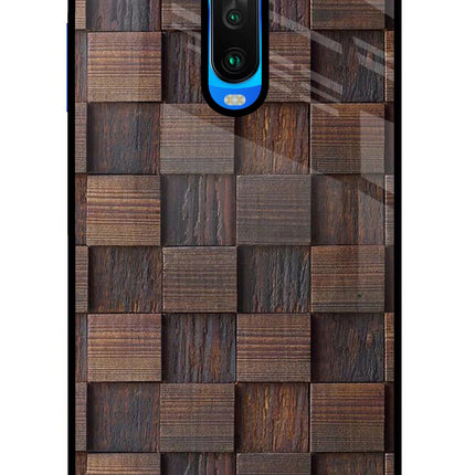 Wooden Cube Design Poco X2 Glass Case