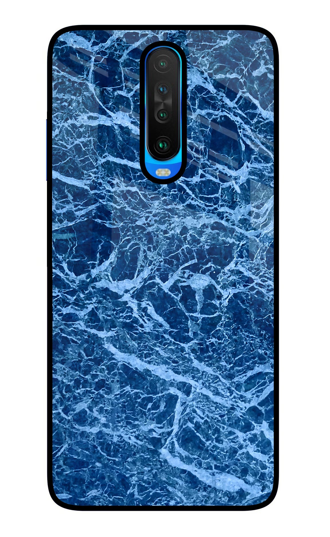 Blue Marble Poco X2 Glass Case Back Cover by Casekaro