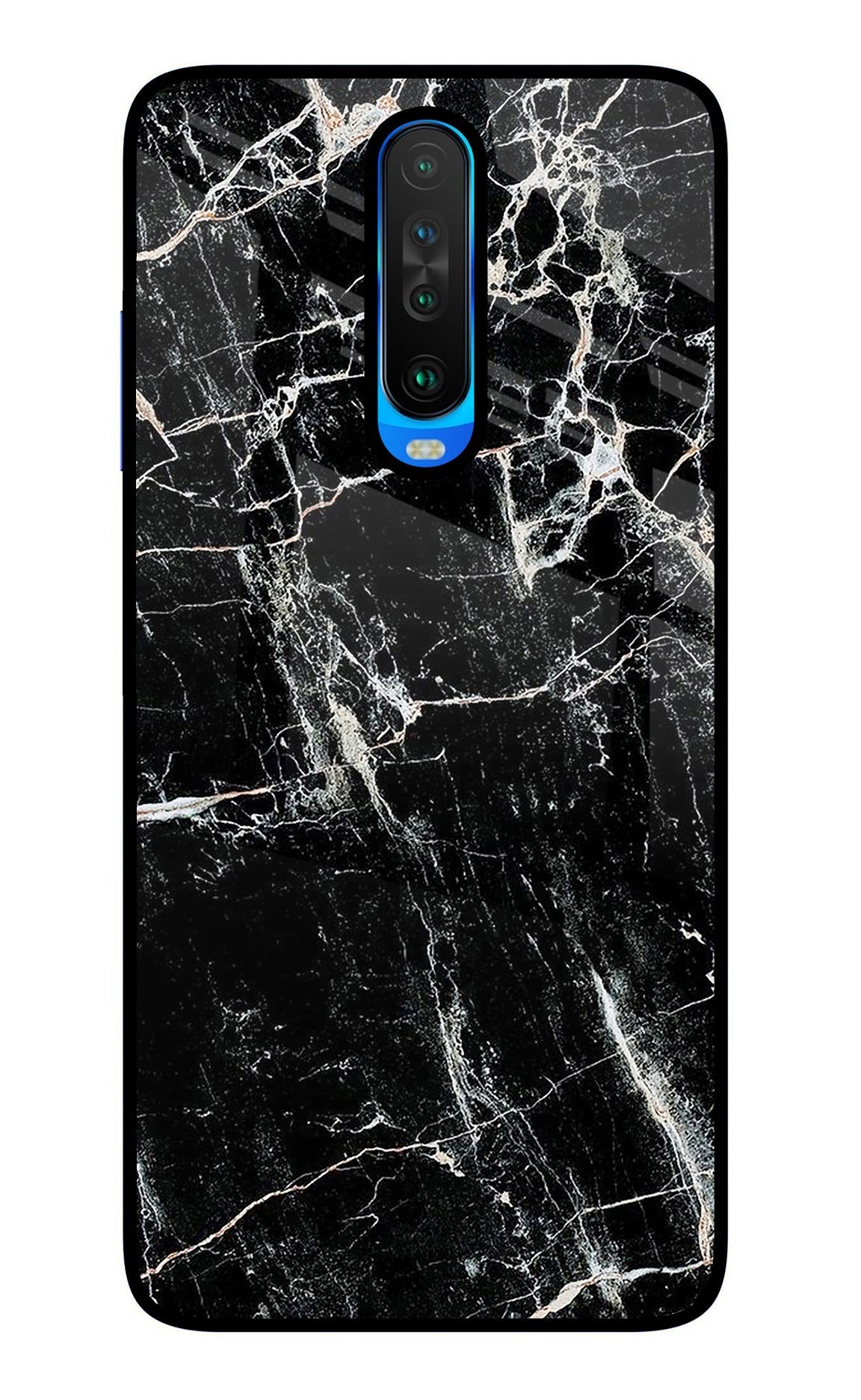 Black Marble Texture Poco X2 Glass Case