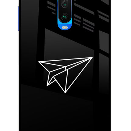 Paper Plane White Poco X2 Glass Case Back Cover by Casekaro