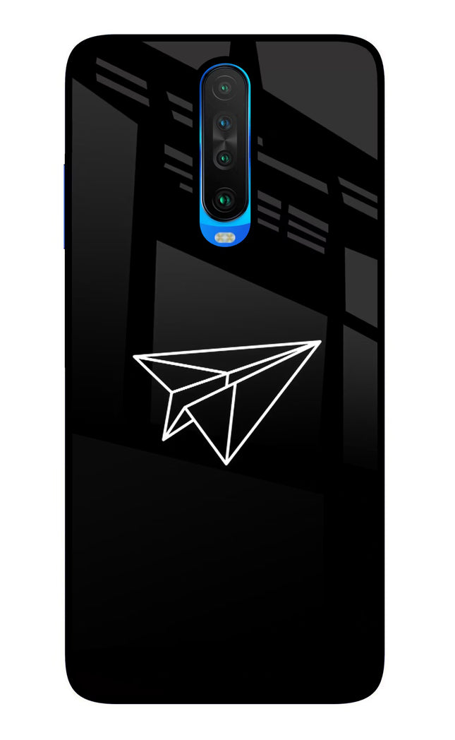 Paper Plane White Poco X2 Glass Case Back Cover by Casekaro