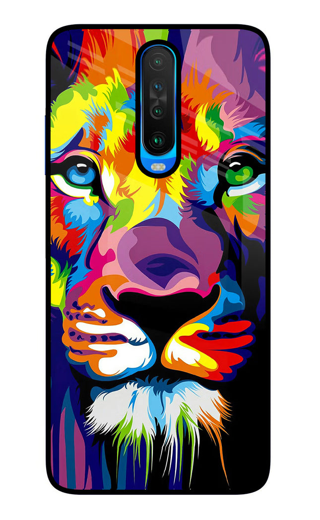 Lion Poco X2 Glass Case Back Cover by Casekaro