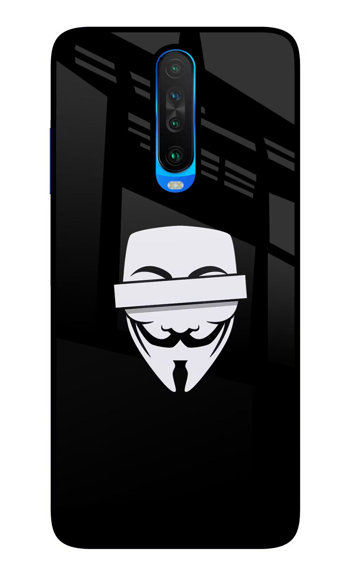 Anonymous Face Poco X2 Glass Case Back Cover by Casekaro