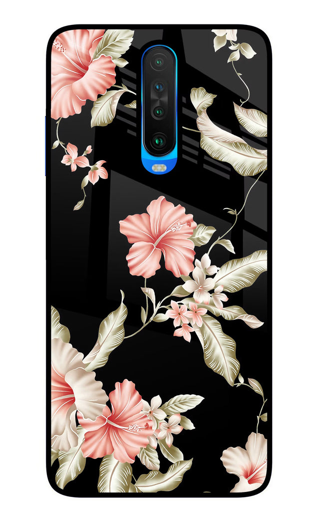 Flowers Poco X2 Glass Case Back Cover by Casekaro