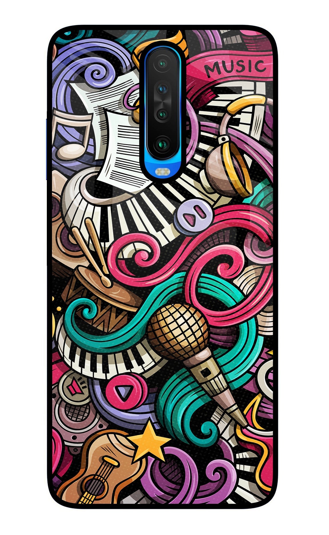 Music Abstract Poco X2 Glass Case