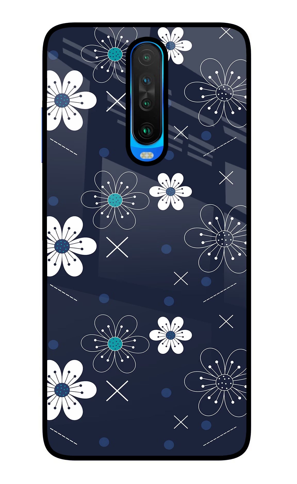 Flowers Poco X2 Glass Case Back Cover by Casekaro