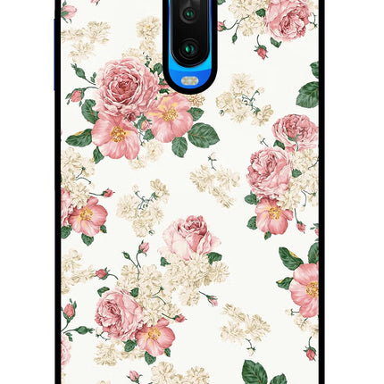 Flowers Poco X2 Glass Case Back Cover by Casekaro