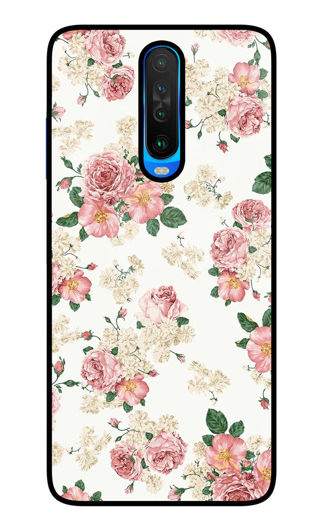 Flowers Poco X2 Glass Case Back Cover by Casekaro