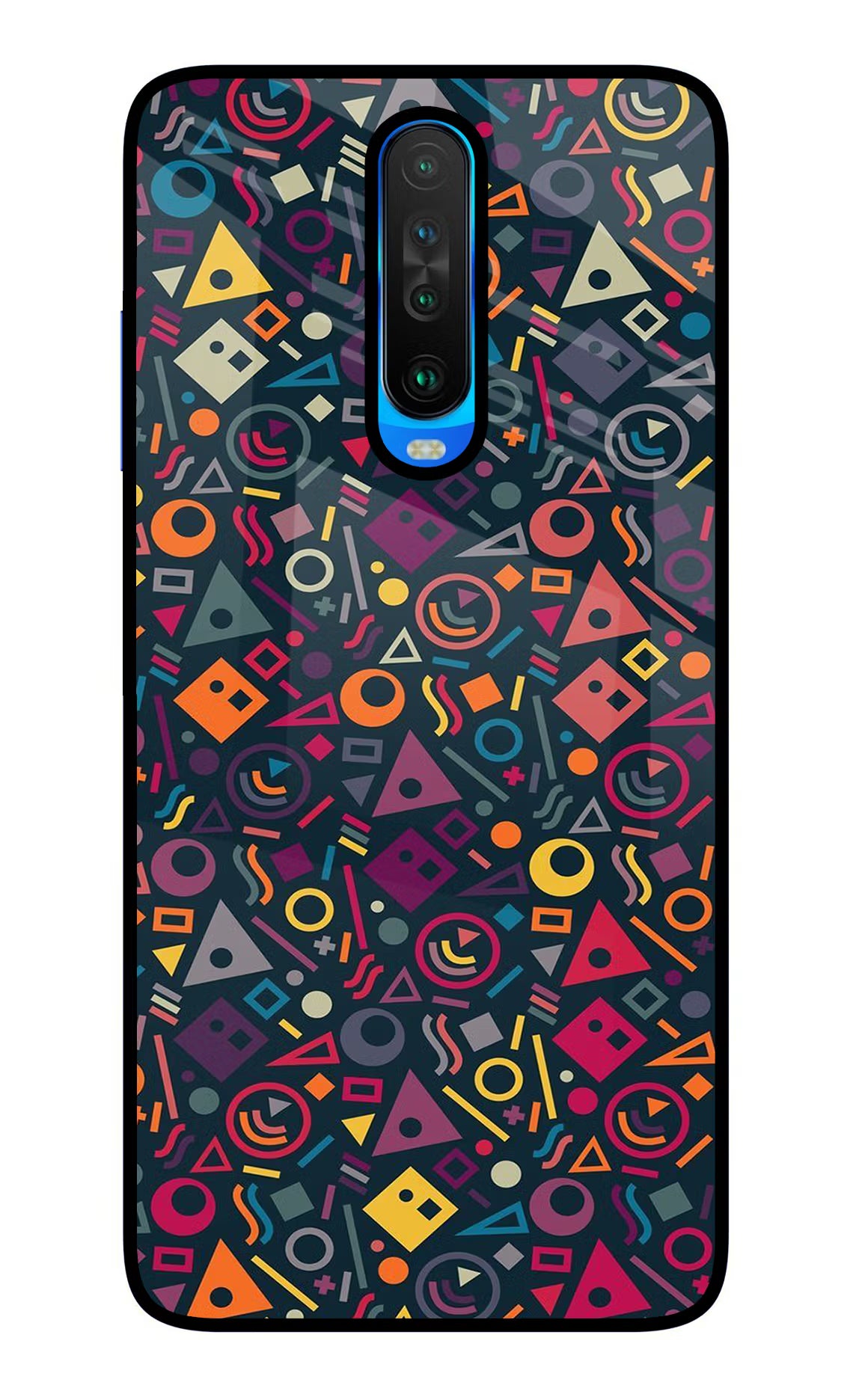 Geometric Abstract Poco X2 Glass Case Back Cover by Casekaro