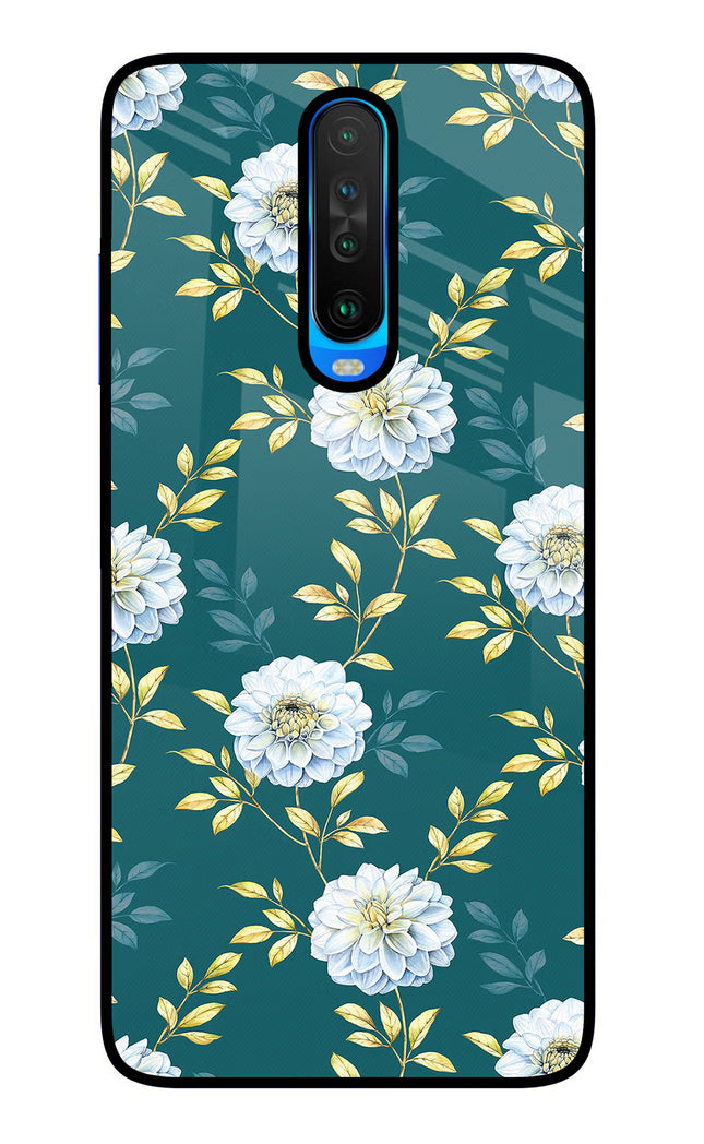 Flowers Poco X2 Glass Case Back Cover by Casekaro