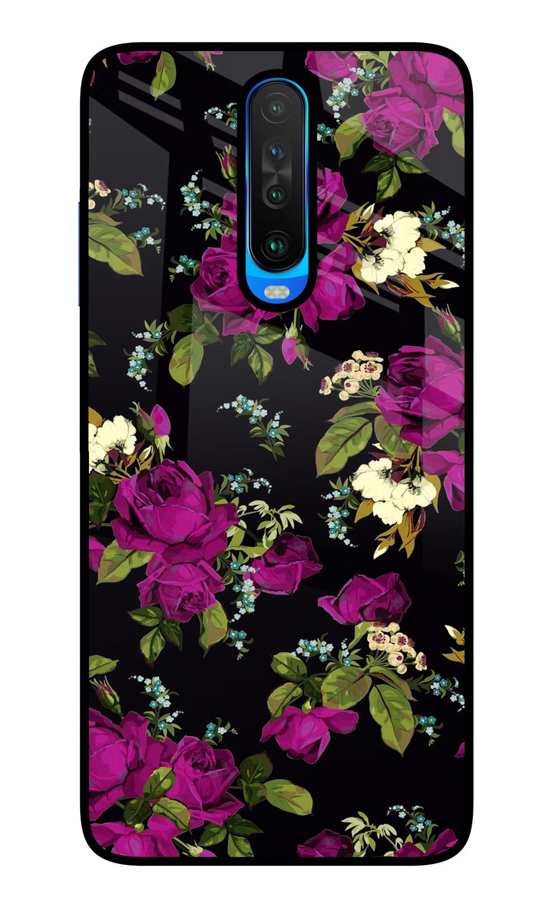 Flowers Poco X2 Glass Case Back Cover by Casekaro