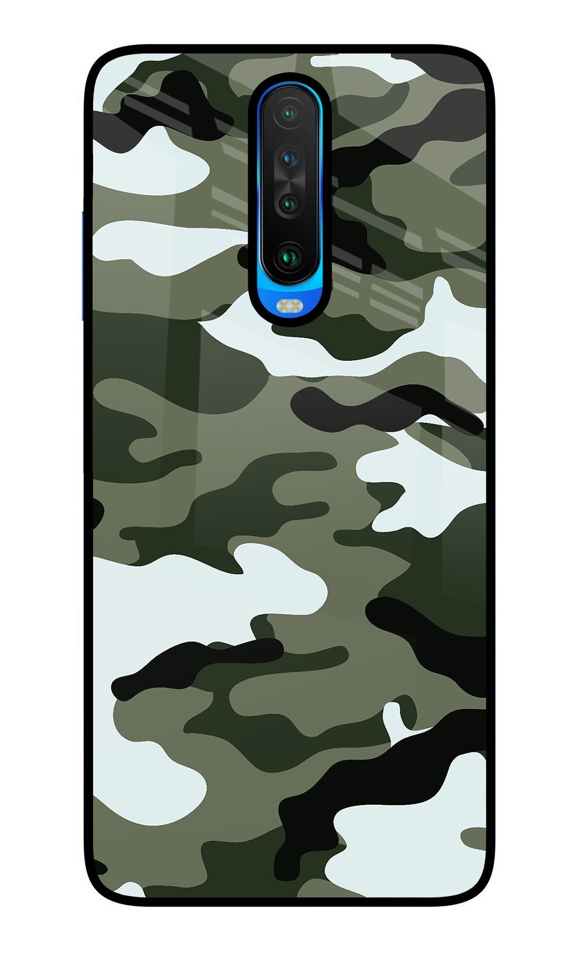 Camouflage Poco X2 Glass Case