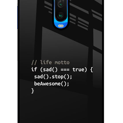 Life Motto Code Poco X2 Glass Case Back Cover by Casekaro