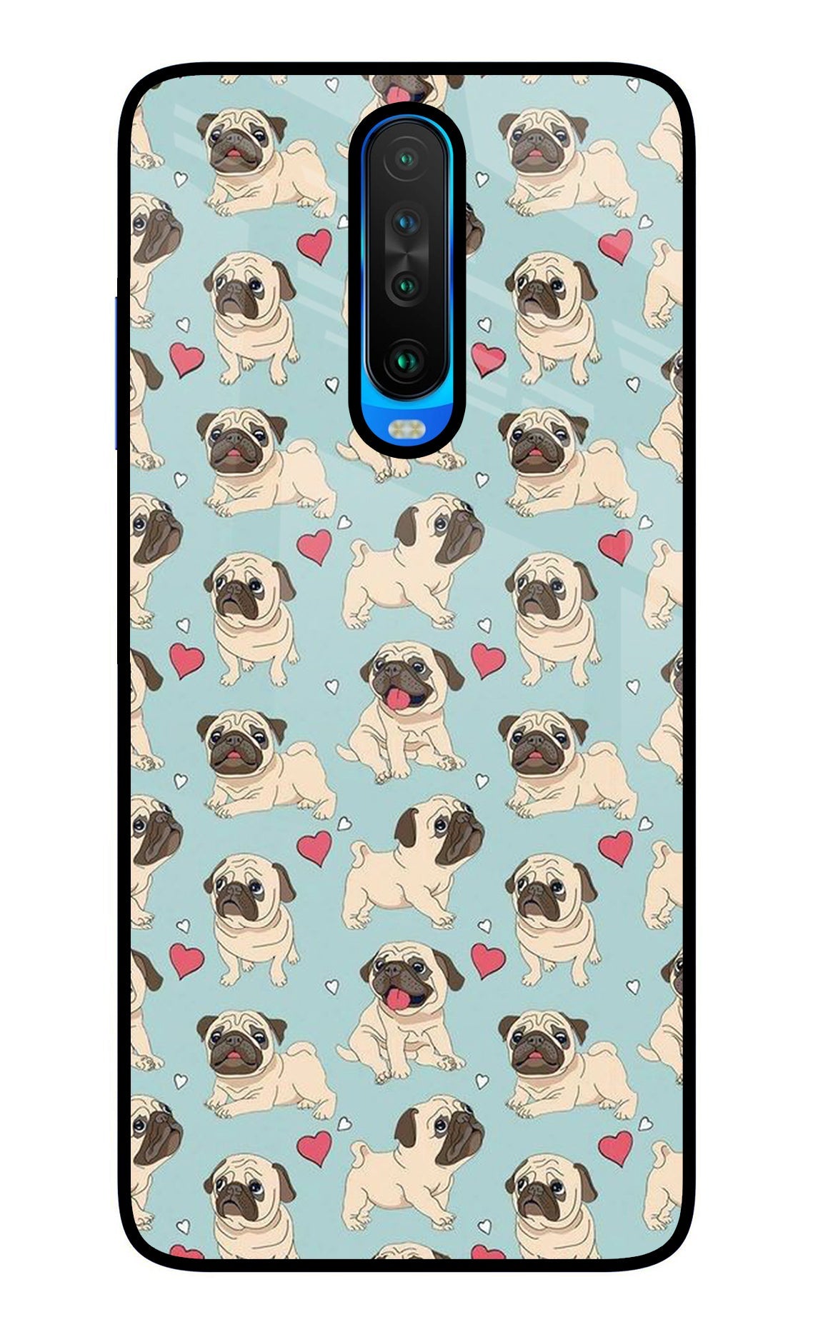 Pug Dog Poco X2 Glass Case