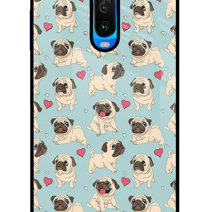 Pug Dog Poco X2 Glass Case Back Cover by Casekaro