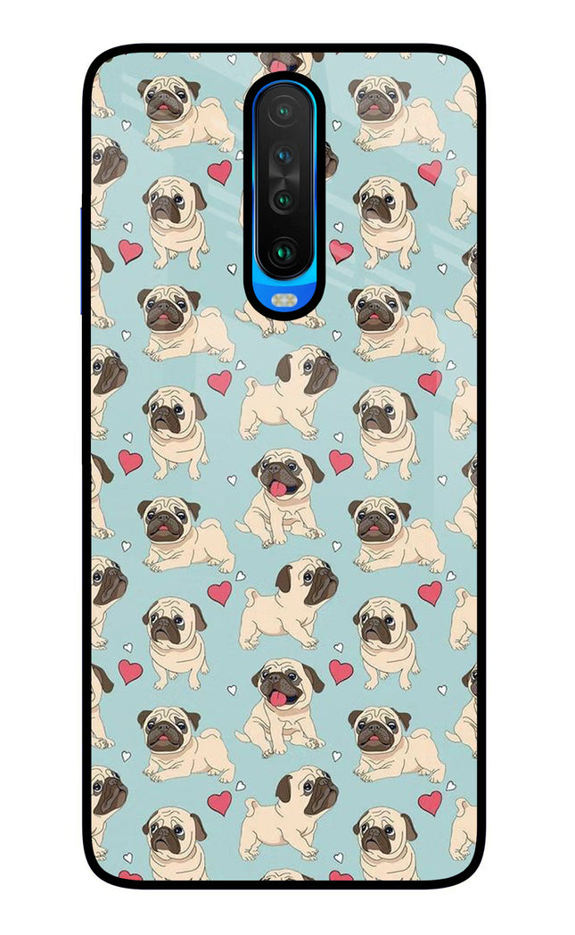 Pug Dog Poco X2 Glass Case Back Cover by Casekaro