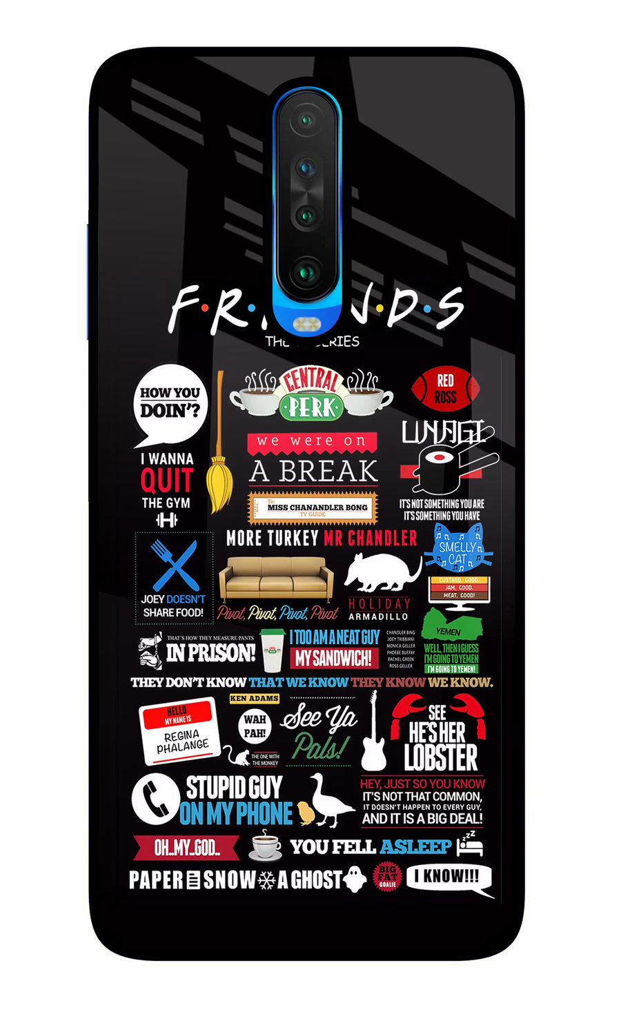 FRIENDS Poco X2 Back Cover, Glass case