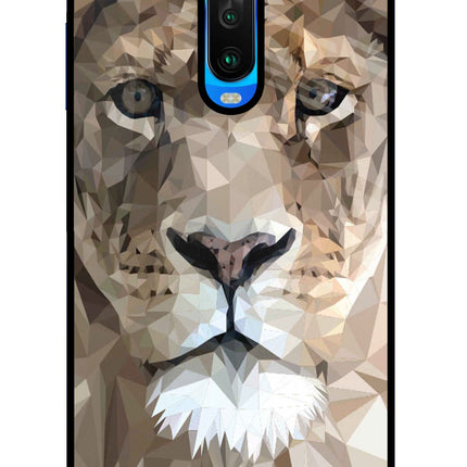 Lion Art Poco X2 Glass Case Back Cover by Casekaro