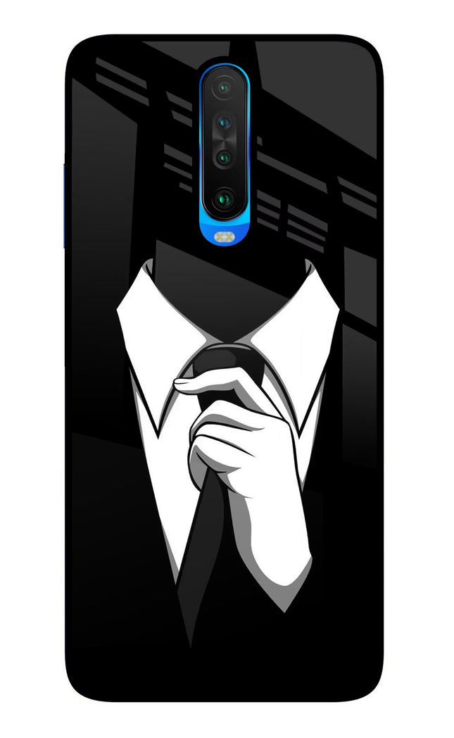 Black Tie Poco X2 Glass Case Back Cover by Casekaro
