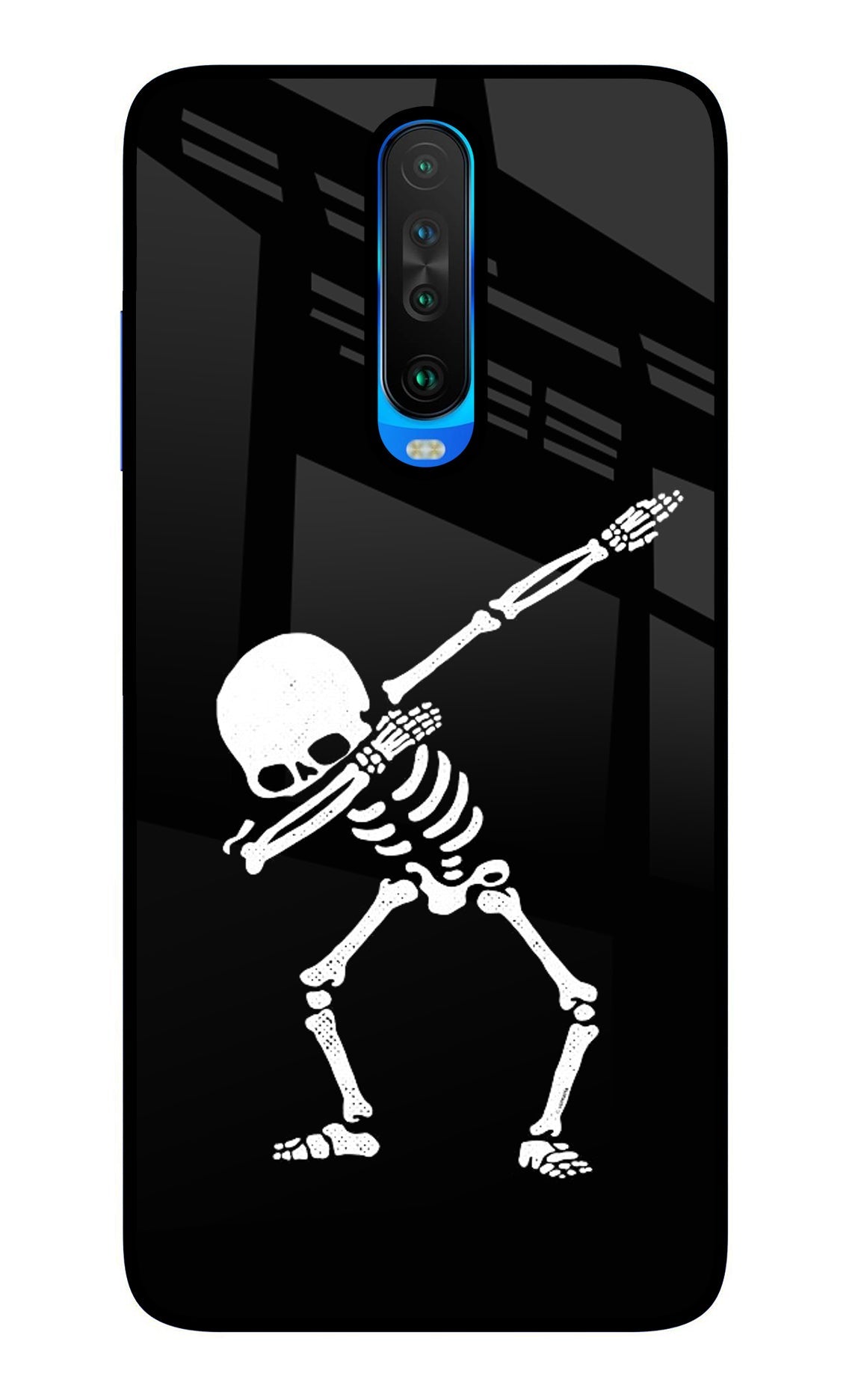 Dabbing Skeleton Art Poco X2 Glass Case