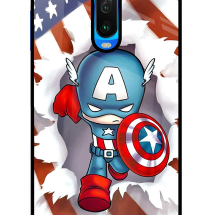 Captain America Poco X2 Glass Case Back Cover by Casekaro