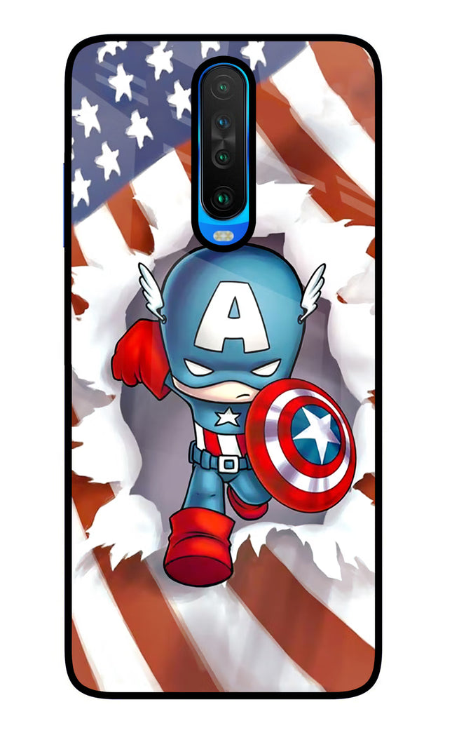 Captain America Poco X2 Glass Case Back Cover by Casekaro