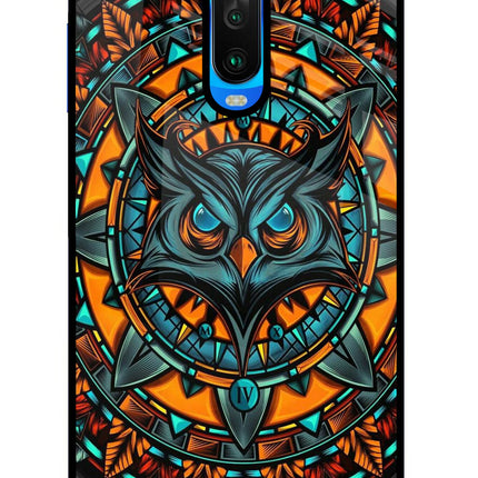 Angry Owl Art Poco X2 Glass Case Back Cover by Casekaro