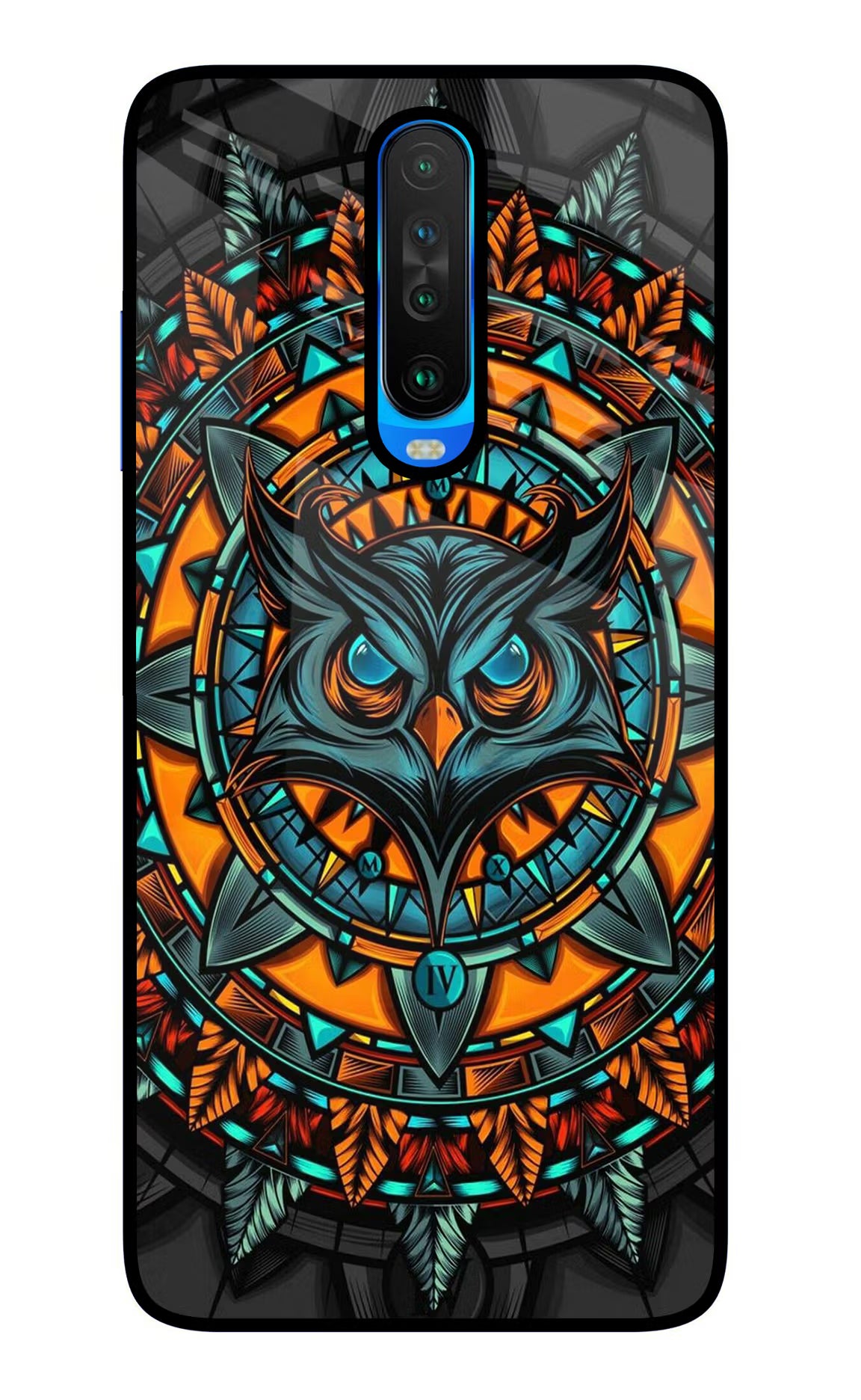 Angry Owl Art Poco X2 Glass Case Back Cover by Casekaro