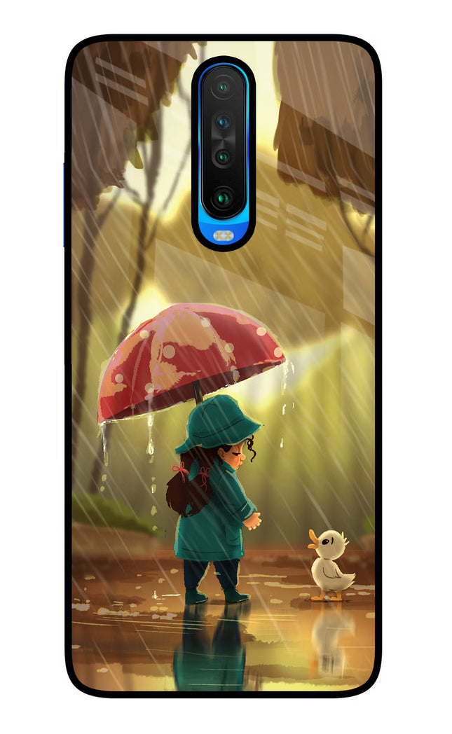 Rainy Day Poco X2 Glass Case Back Cover by Casekaro