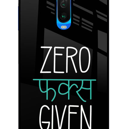 Zero Fucks Given Poco X2 Glass Case Back Cover by Casekaro