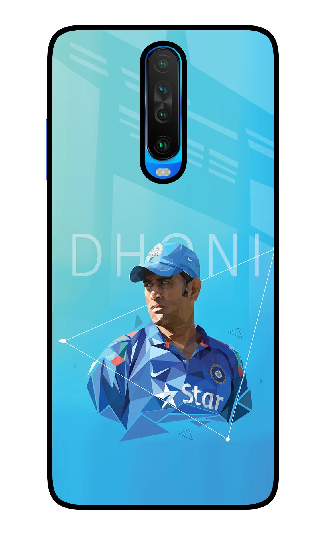 Dhoni Artwork Poco X2 Glass Case Back Cover by Casekaro