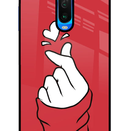 Korean Love Sign Poco X2 Glass Case Back Cover by Casekaro