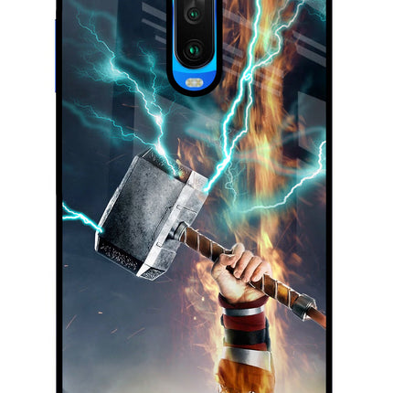 Thor Hammer Mjolnir Poco X2 Glass Case Back Cover by Casekaro