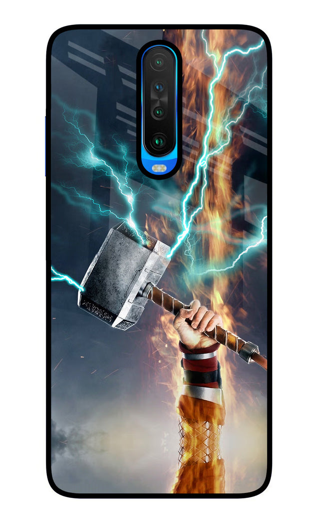 Thor Hammer Mjolnir Poco X2 Glass Case Back Cover by Casekaro