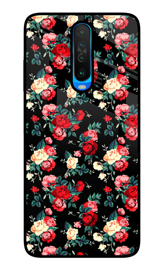 Rose Pattern Poco X2 Glass Case